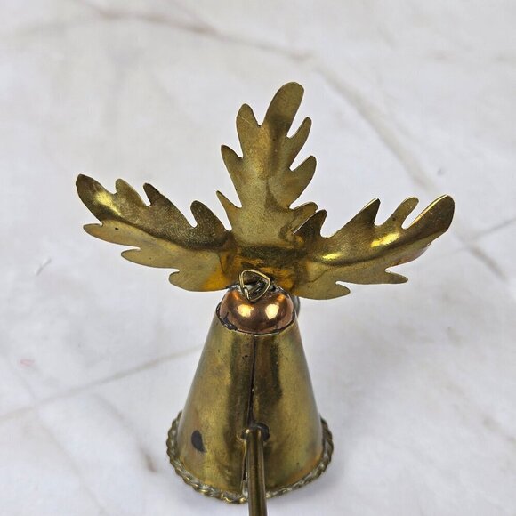 Vintage Brass & Copper Candle Snuffer Holly Leaves & Berries with Bell Christmas - Picture 7 of 11